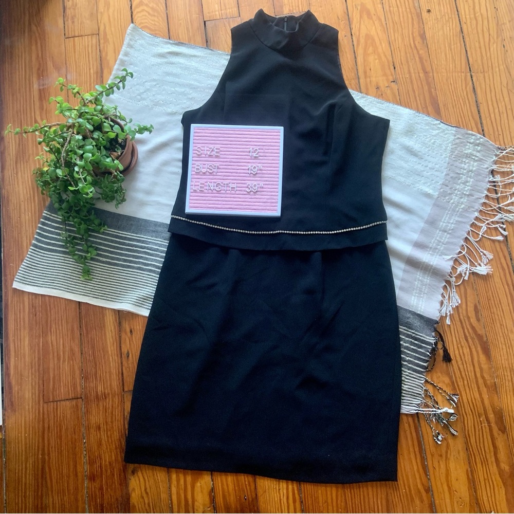 Jones New York Black Sleeveless Cocktail Dress with Rhinestones
